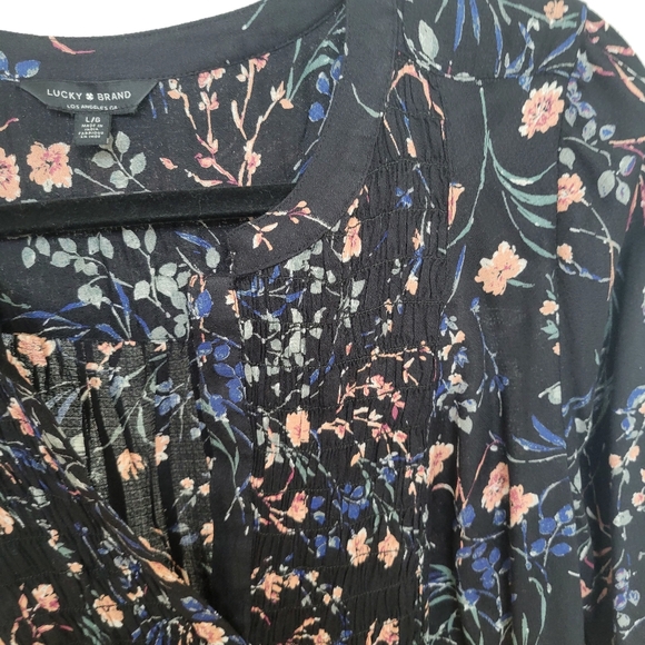 Lucky Brand | Floral Print Popover Blouse Size L - Picture 3 of 9